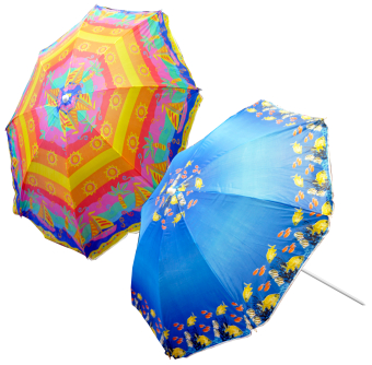 Beach Parasol 1.56m Dia Patterned  2 Asstd