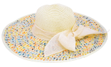 Hat Ladies Wide Brim Multicolour Detail