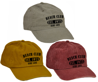 Baseball Cap Adults "beach Club"  3 Asstd
