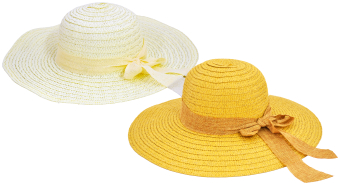 Hat Ladies 40cm Wide Brim Coloured Ribbon