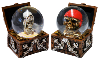 Water Globe 45mm Pirate Chest  2 Asstd